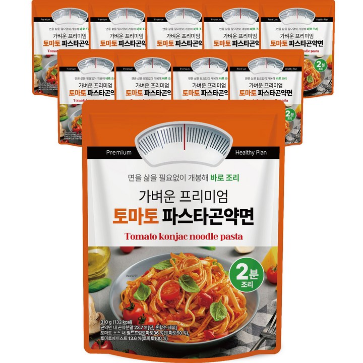 대신물산 가벼운 프리미엄 2가지맛 토마토 파스타 곤약면, 토마토파스타곤약면, 10개, 310g