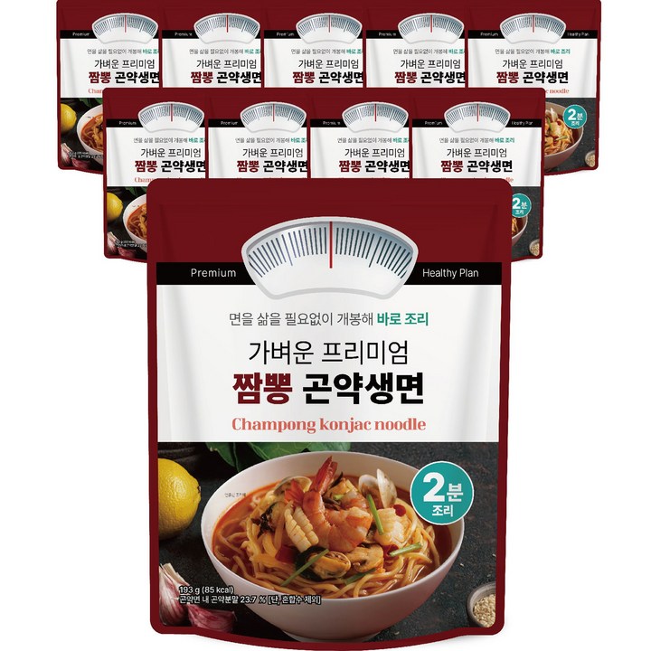대신물산 가벼운 프리미엄 3가지맛 짬뽕 곤약생면, 193g, 10개