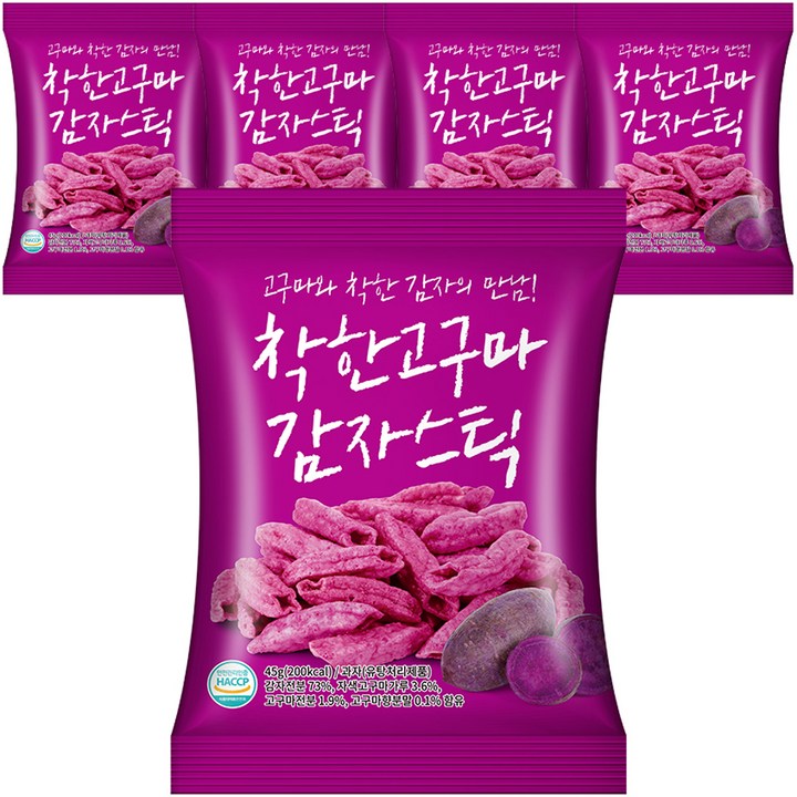 에이스엠앤티 착한 고구마 감자스틱, 45g, 5개