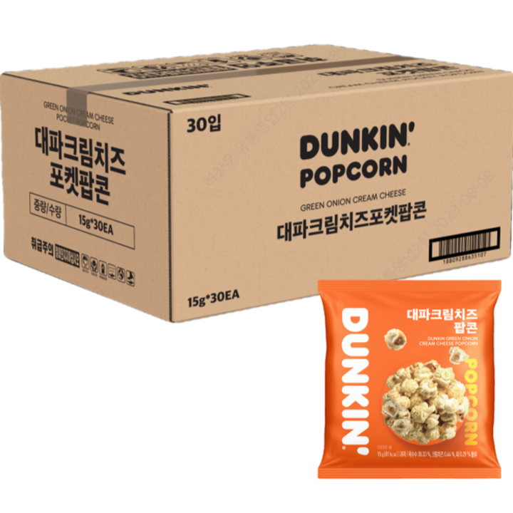 던킨도너츠 대파크림치즈 팝콘, 15g, 30개