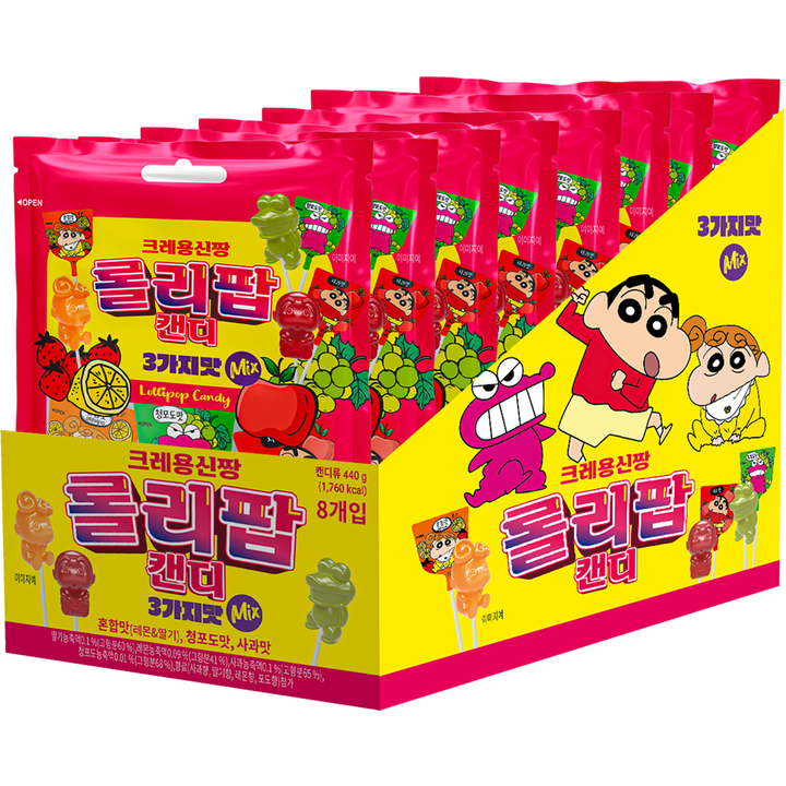 크레용신짱 롤리팝 캔디, 55g, 8개