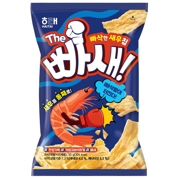 해태제과 THE 빠새 새우스낵, 55g, 1개