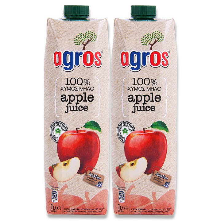 아그로스 100% 사과주스, 1L, 2개