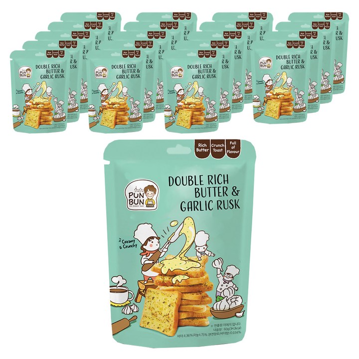 푼분 더블 리치 버터러스크 갈릭, 20개, 60g