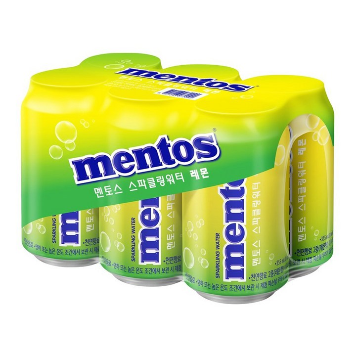 멘토스 스파클링 워터 레몬, 355ml, 6개