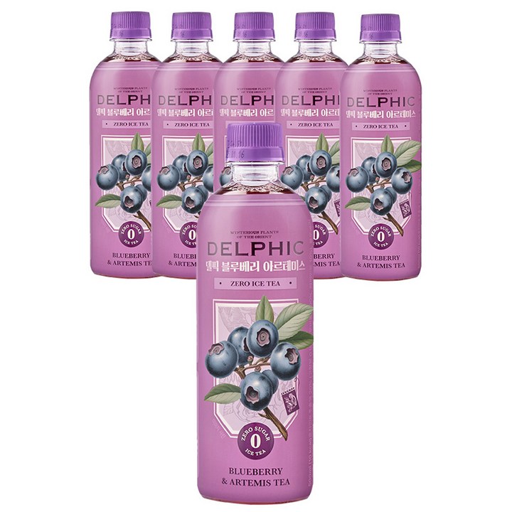 델픽 블루베리 아르테미스 제로 아이스티, 500ml, 1개입, 6개