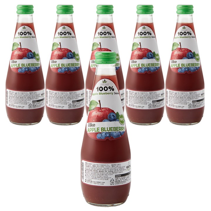 캐슬밸리 100 착즙 사과블루베리 주스, 6개, 300ml