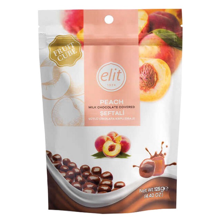 elit 밀크초콜릿 커버드 피치큐브, 125g, 1개