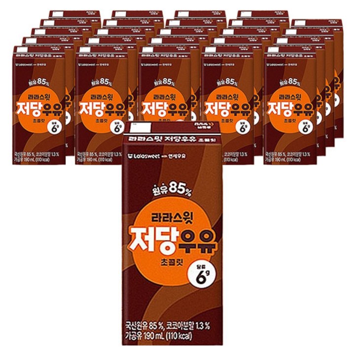 라라스윗 저당 우유 초콜릿, 24개, 190ml