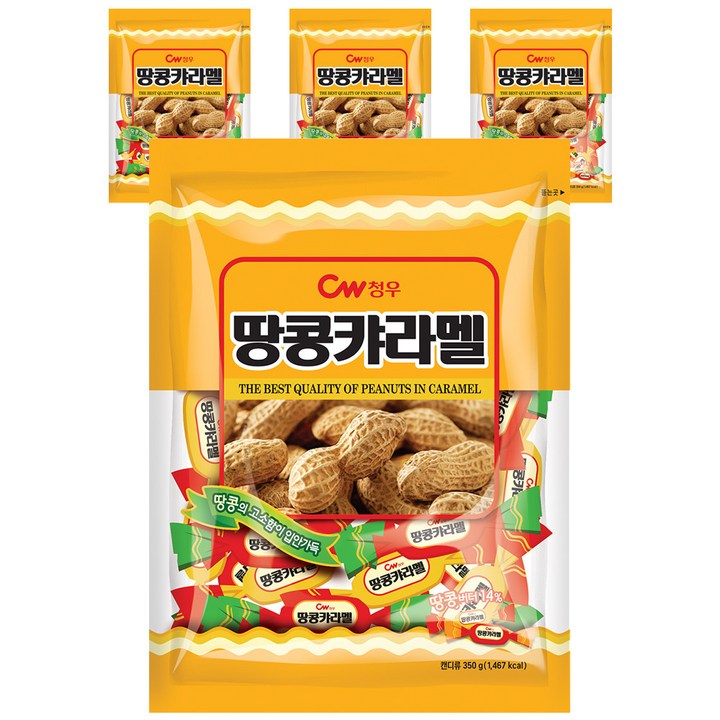 청우식품 땅콩캬라멜, 4개, 350g