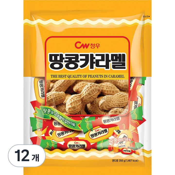 청우식품 땅콩캬라멜, 12개, 350g