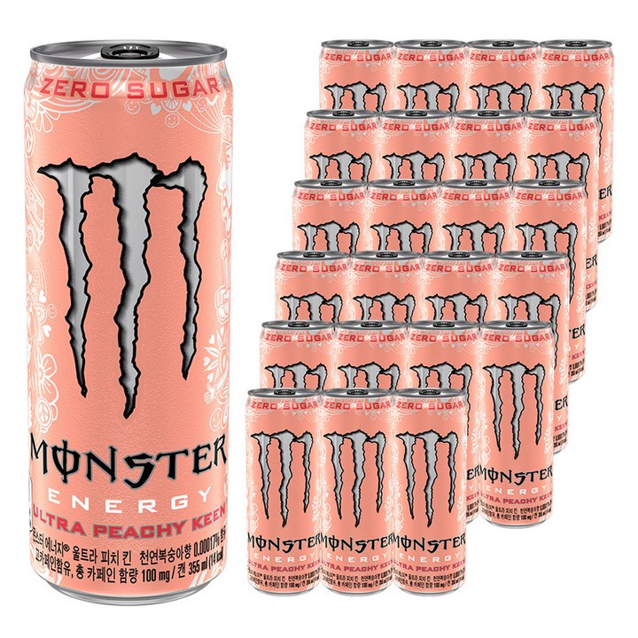 몬스터에너지 드링크 울트라 피치 킨, 355ml, 24개