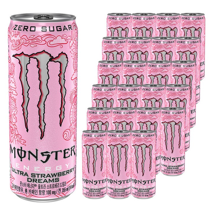 몬스터에너지 드링크 울트라 스트로베리 드림즈, 355ml, 24개