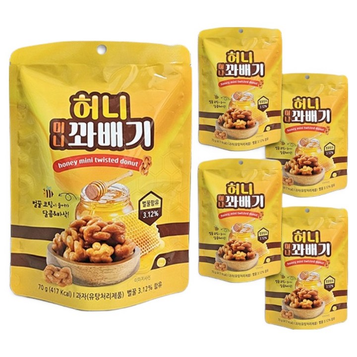 허니 미니 꽈배기 과자, 5개, 70g