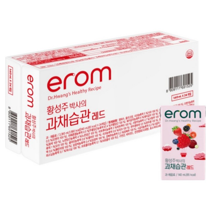 이롬 황성주 박사의 과채습관 레드, 140ml, 24개