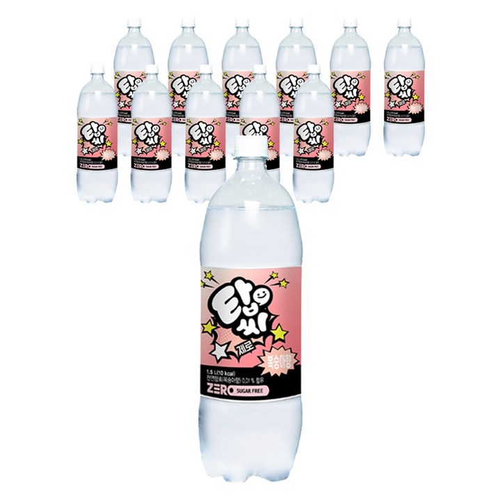 탑씨 제로 복숭아향 탄산음료, 1.5L, 12개