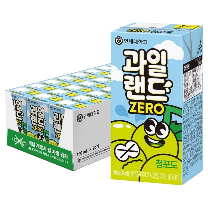 연세유업 과일랜드 제로 청포도, 24개, 190ml