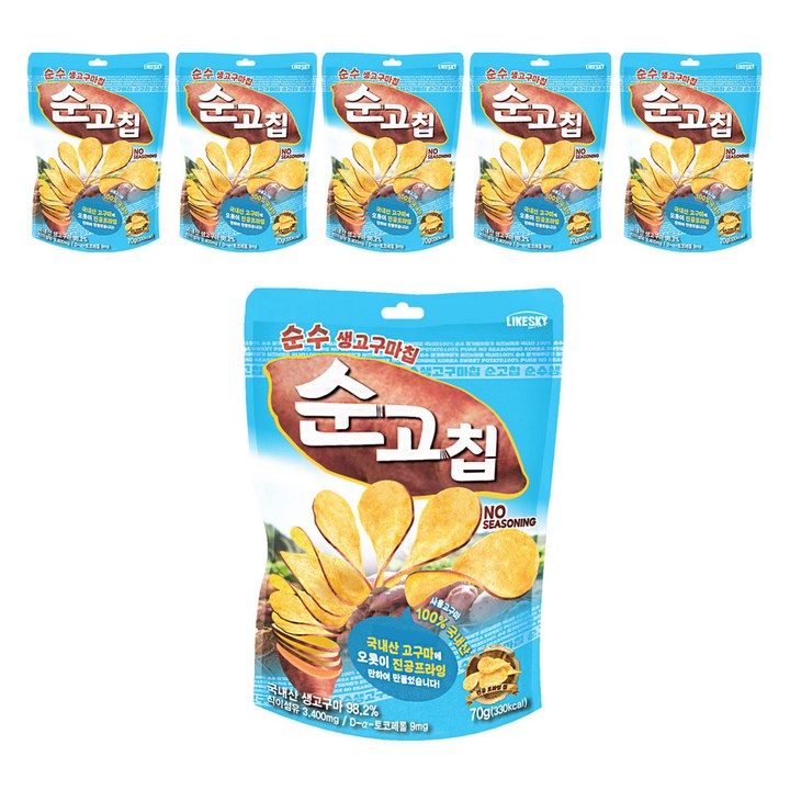 하늘처럼 순수 생고구마칩, 6개, 70g