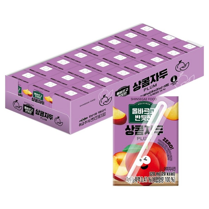 신세계푸드 올바르고 반듯한 상콤자두, 24개, 120ml