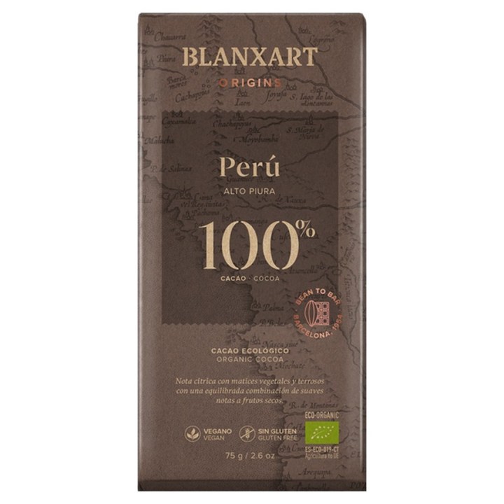 블랑사르트 유기농 100% 빈투바 다크 초콜릿, 1개, 75g