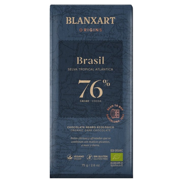 블랑사르트 유기농 다크 76% 빈투바 초콜릿, 1개, 75g