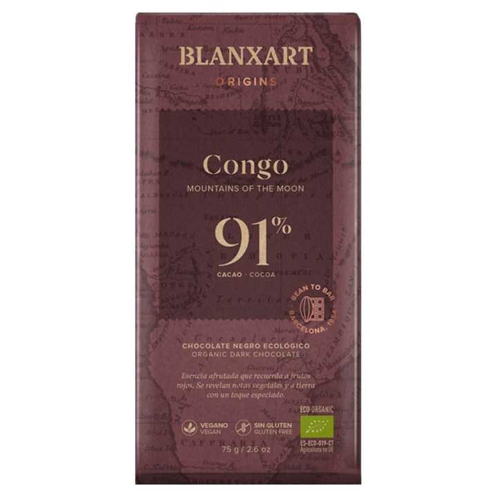 블랑사르트 유기농 다크 91% 빈투바 초콜릿, 1개, 75g