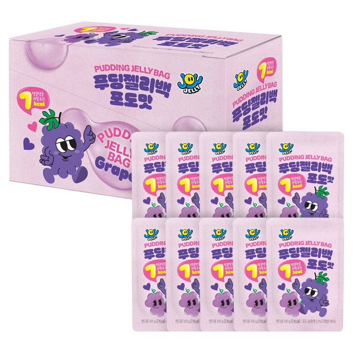 푸딩젤리백 포도맛, 100g, 10개