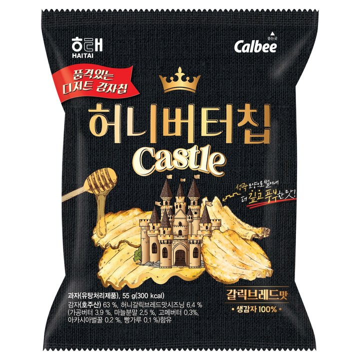 해태제과 허니버터칩 캐슬 갈릭브레드, 55g, 1개