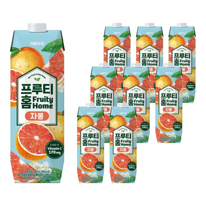 서울우유 프루티홈 자몽, 9개, 1L