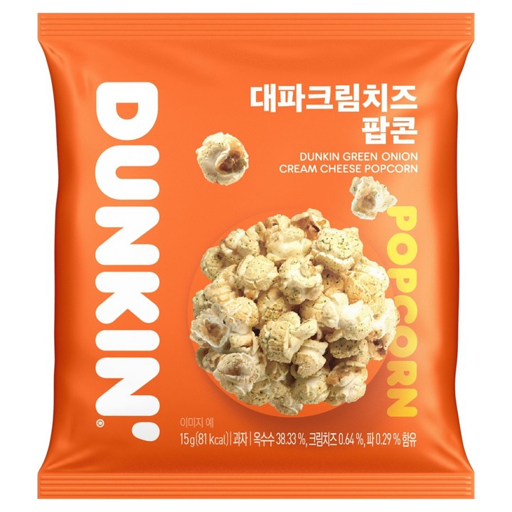 던킨도너츠 대파크림치즈 팝콘, 15g, 1개