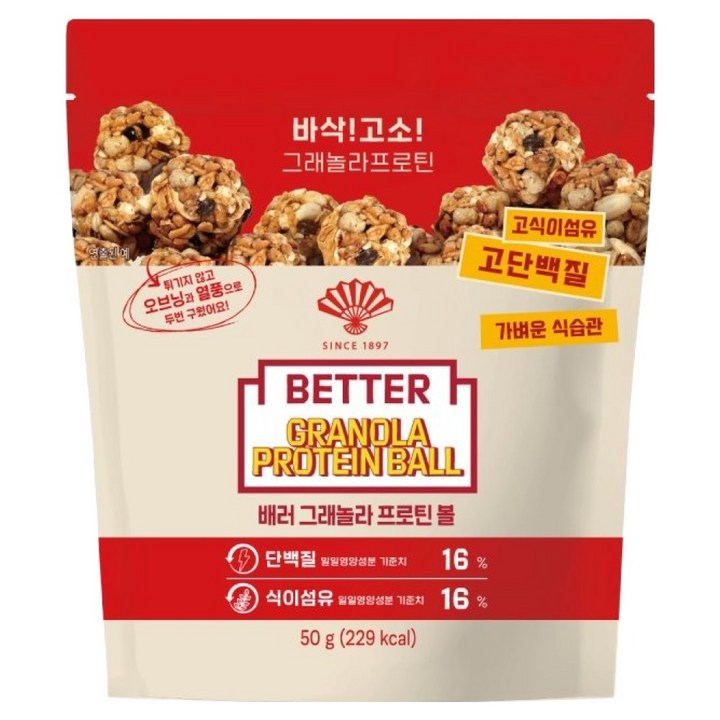 동화약품 배러 그래놀라 프로틴볼, 1개, 50g