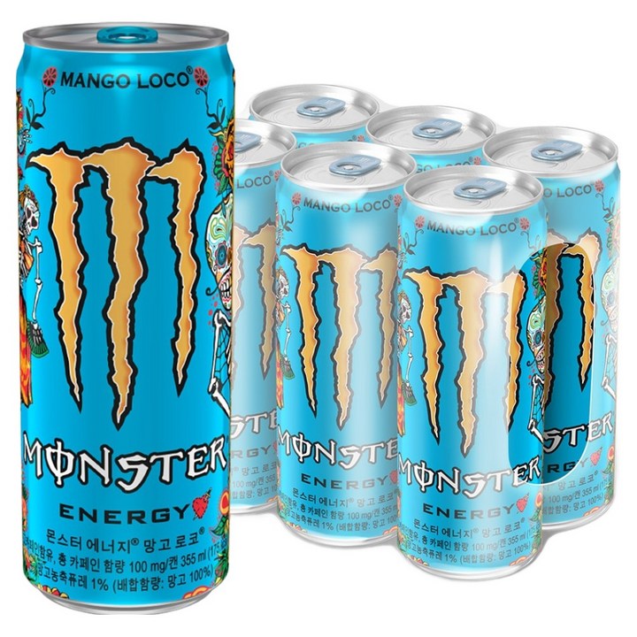 몬스터에너지 드링크 망고 로코, 355ml, 6개