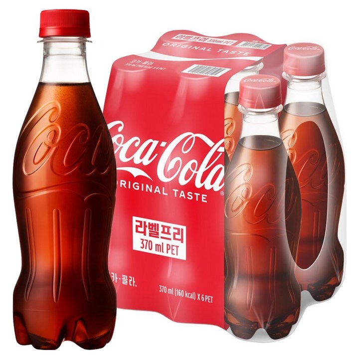 코카콜라 오리지널 무라벨, 370ml, 6개