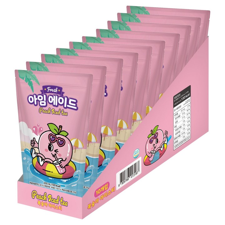 아임에이드 복숭아 아이스티, 10개, 230ml
