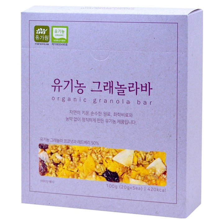 유가원 유기농 그래놀라바, 100g, 1개