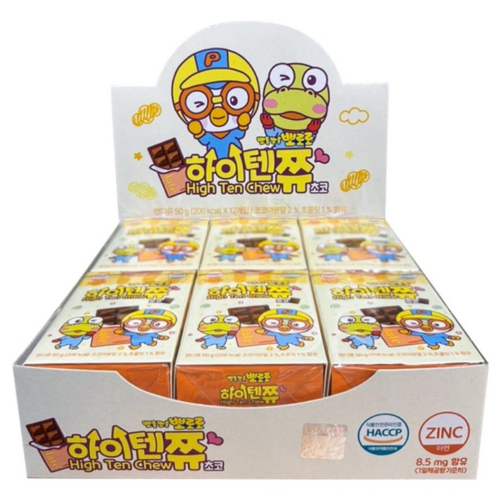 태양생활건강 뽀로로 하이텐쮸 초코맛 10p, 12개, 50g