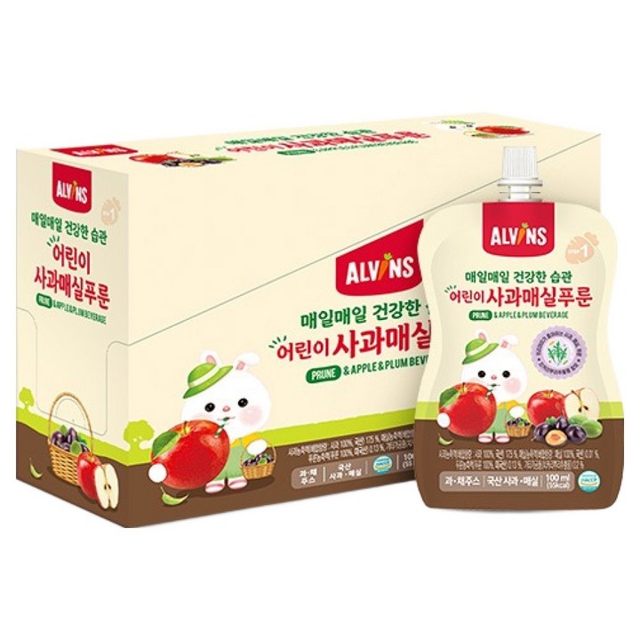 엘빈즈 매일매일 건강한 습관 어린이 사과매실푸룬, 10개, 사과 + 매실 + 푸룬 혼합맛, 100ml, 10개