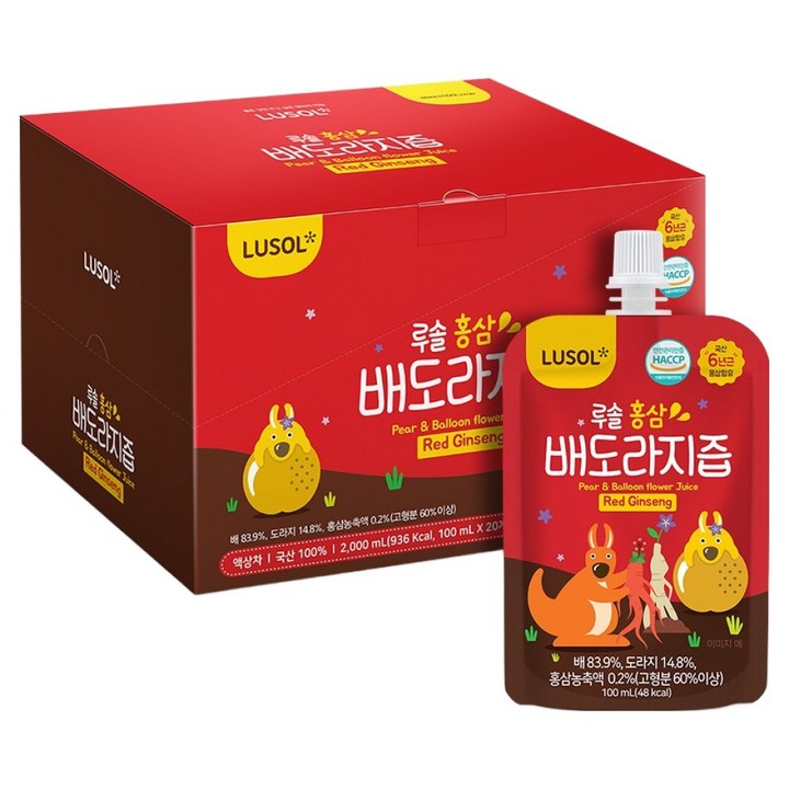 루솔 홍삼배도라지즙, 100ml, 20개