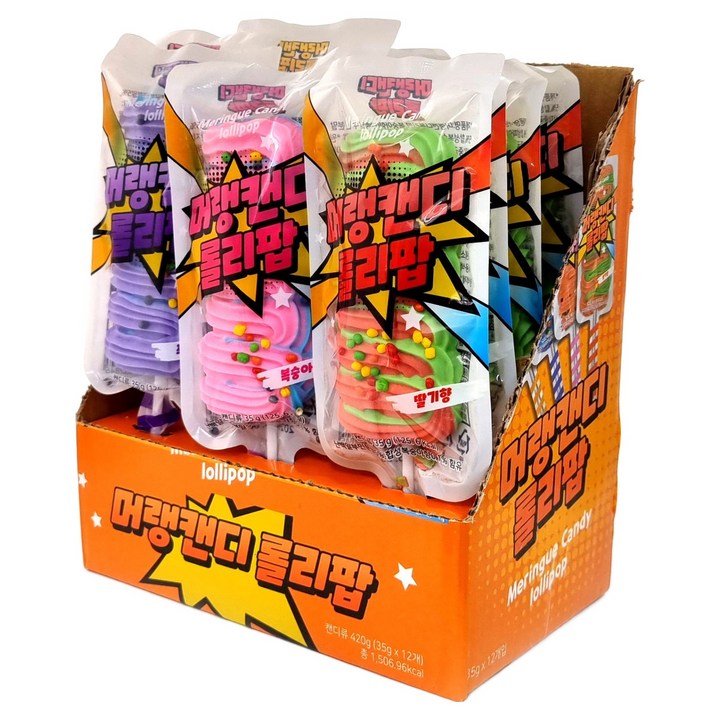 머랭캔디 롤리팝 35g 4종 x 3p 세트, 420g, 1세트