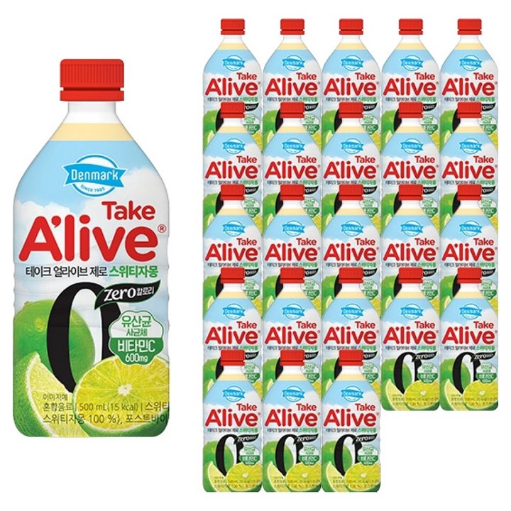 덴마크 테이크 얼라이브 제로 스위티자몽, 500ml, 24개