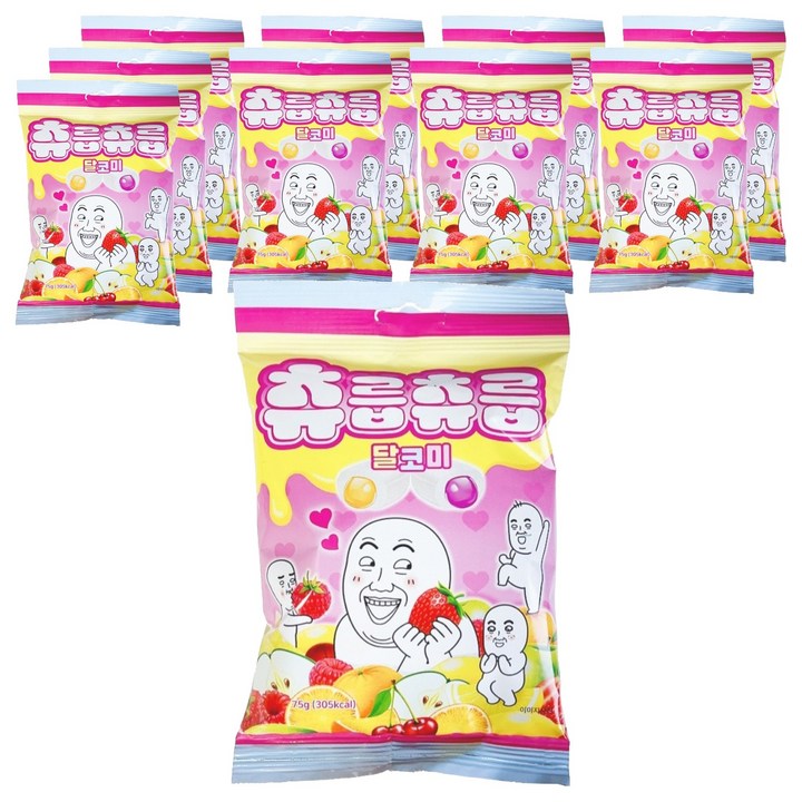 츄릅츄릅 달코미 소프트 츄잉 과일맛 6종 캔디, 75g, 10개