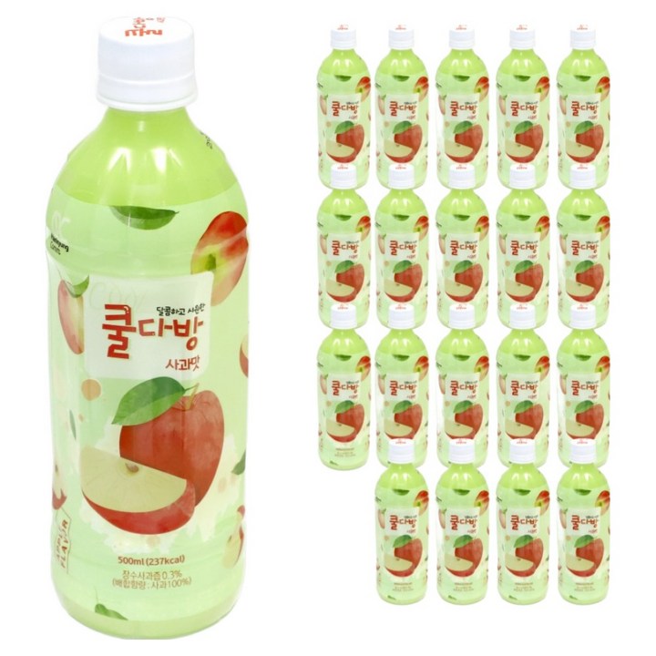 청년다방 쿨다방 과즙음료 사과맛, 20개, 500ml