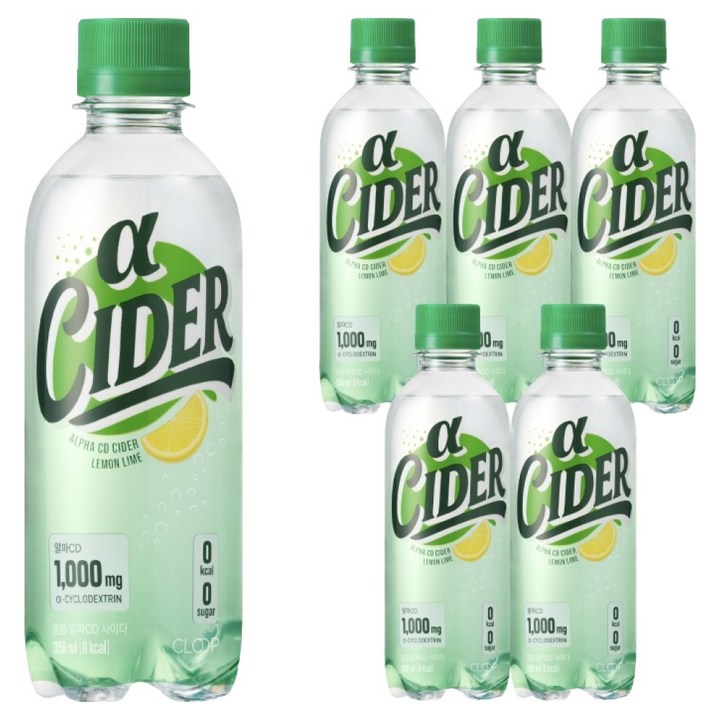 클룹 알파CD 스파클링 제로 레몬라임, 350ml, 6개