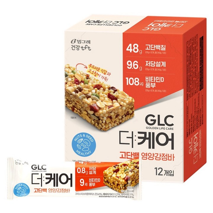 티에프티 GLC 더케어 고단백 영양강정바 12p, 240g, 1개
