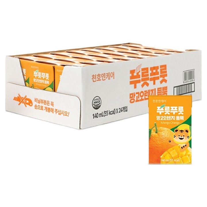 천호엔케어 푸릇푸릇 망고 오렌지 듬뿍 어린이 주스, 140ml, 24개