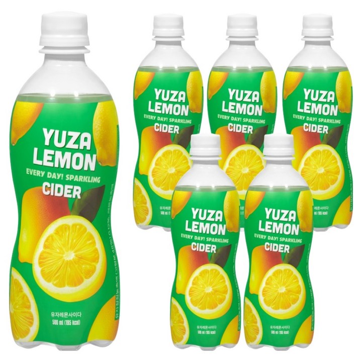 유자레몬사이다 탄산음료, 6개, 500ml