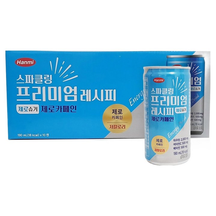 한미헬스 사이언스 스파클링 프리미엄 레시피 제로슈가 제로카페인, 10개, 190ml