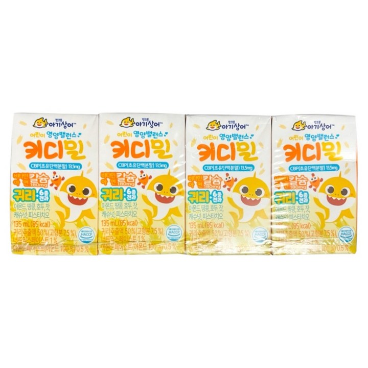 태양생활건강 핑크퐁 키디밀 귀리 성장 밸런스 음료, 135ml, 4개