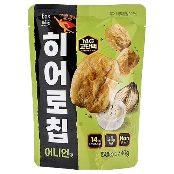 복띵 히어로칩 고단백 저지방 스낵 어니언맛, 40g, 1개