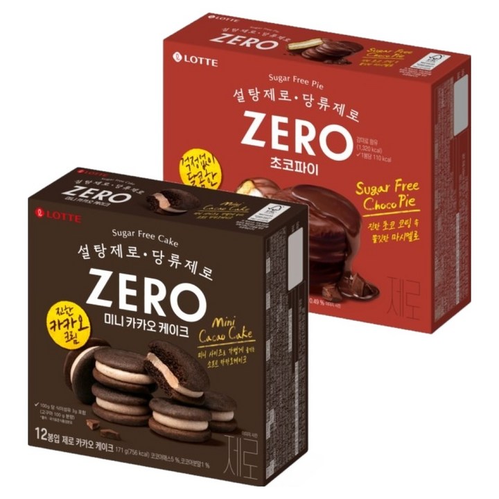 롯데제로 초코파이 336g + 카카오케이크 171g 세트, 1세트